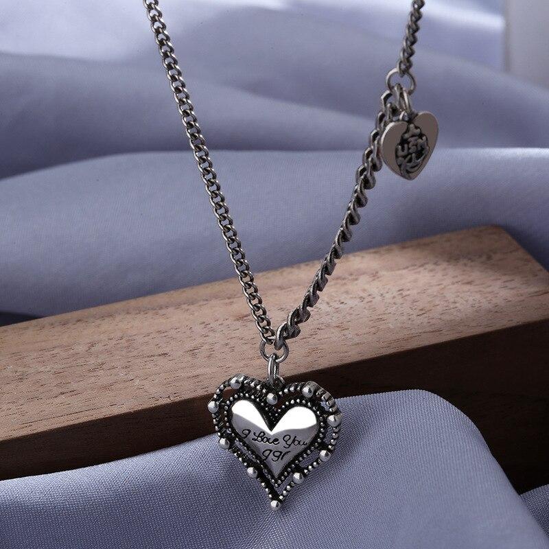 925 пробы стерлингового серебра винтажное ожерелье для женщин девушек парное сердце шарм элегантные вечерние украшения dz599