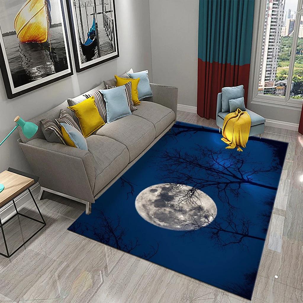 3D Moon Carpet Flower View Mat for Kitchen Bathroom Toilet Non-slip Carpet Living Room Sofa Floor Carpet Home Bedroom Decor Rug