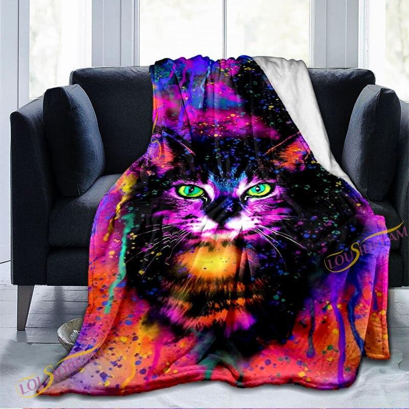 Cartoon Cute Cat Pattern Blanket Warm Blanket Super Soft Flannel Blanket Plush Bed Blanket for Adults and Children Bed or Sofa