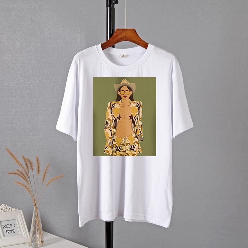 Женские футболки Hirsionsan High Street с графическим рисунком, летние мягкие футболки с круглым вырезом и короткими рукавами, 2023, повседневные свободные хлопковые базовые женские топы