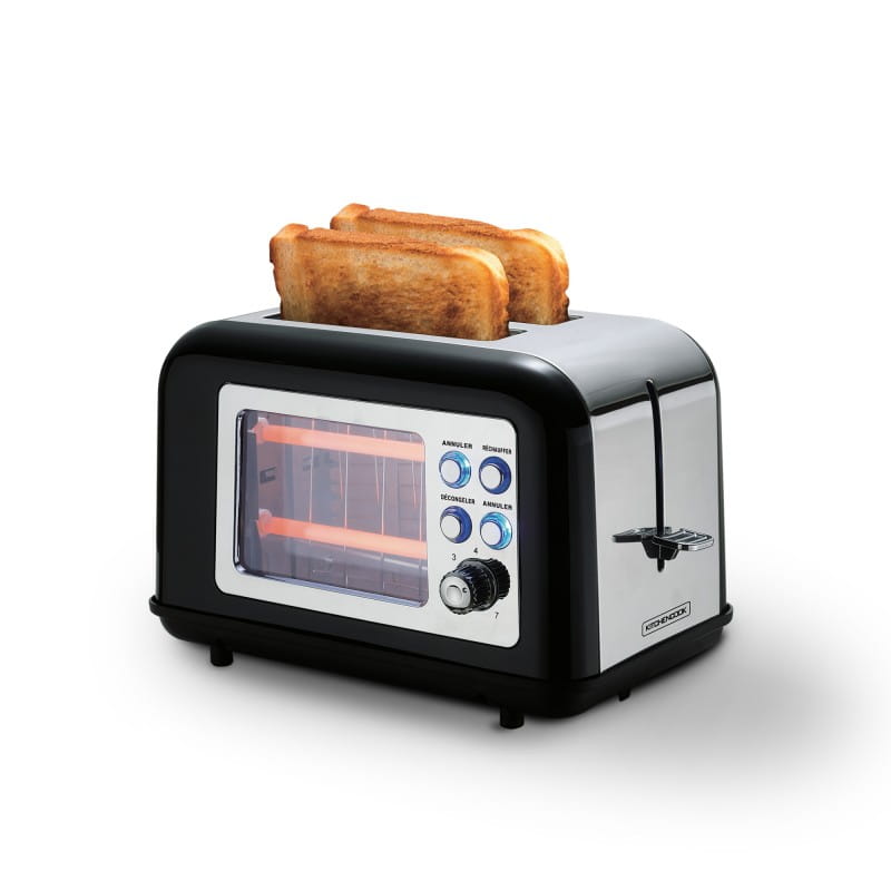 Toasteo glass black retro toaster with window