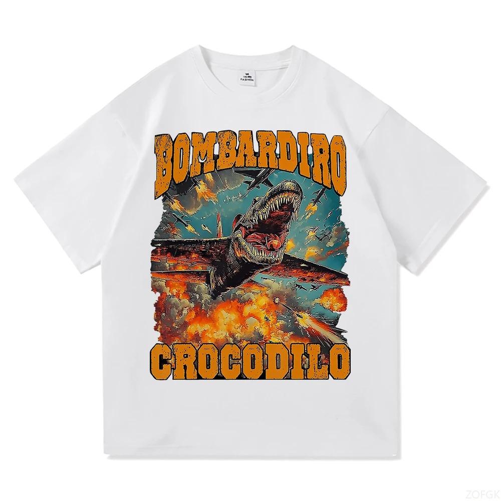 Bombardiro Crocodillo T Shirt Unisex Vintage Funny Italian Brainrot Meme TShirt Cool Brr Brr Patapim Tralalero Tralala Cotton Tees