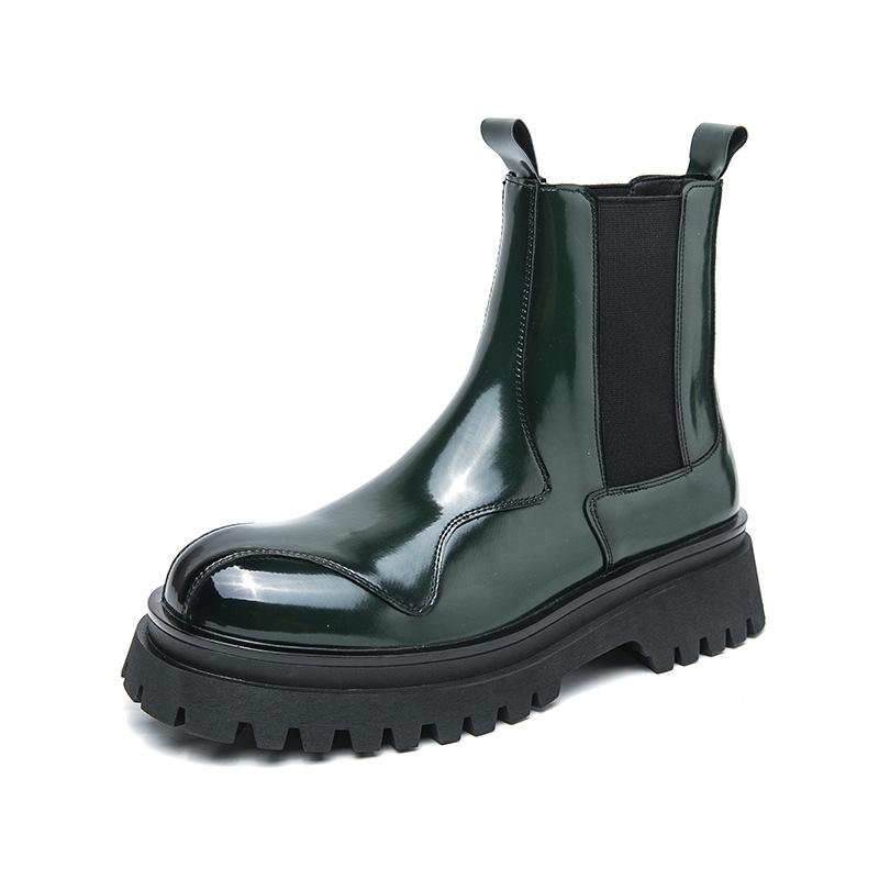 Британские полусапоги Мартин мужские модные кожаные на платформе сапоги-сигареты глянцевые черные ботинки челси европейские и американские высокие ботинки мужские