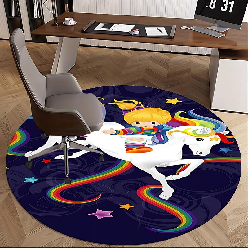 Rainbow Unicorn Chair Mat - Round Carpet for Home Decor, Office, Living Room, Bedroom Gift0285b