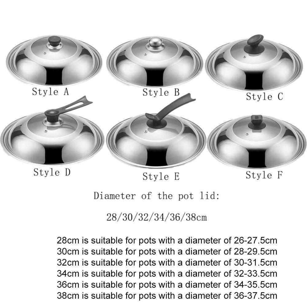 28/30/32/34/36/38CM Wok Cover Universal Frying Pan Lid Stainless Steel Visible Pot Lid Household