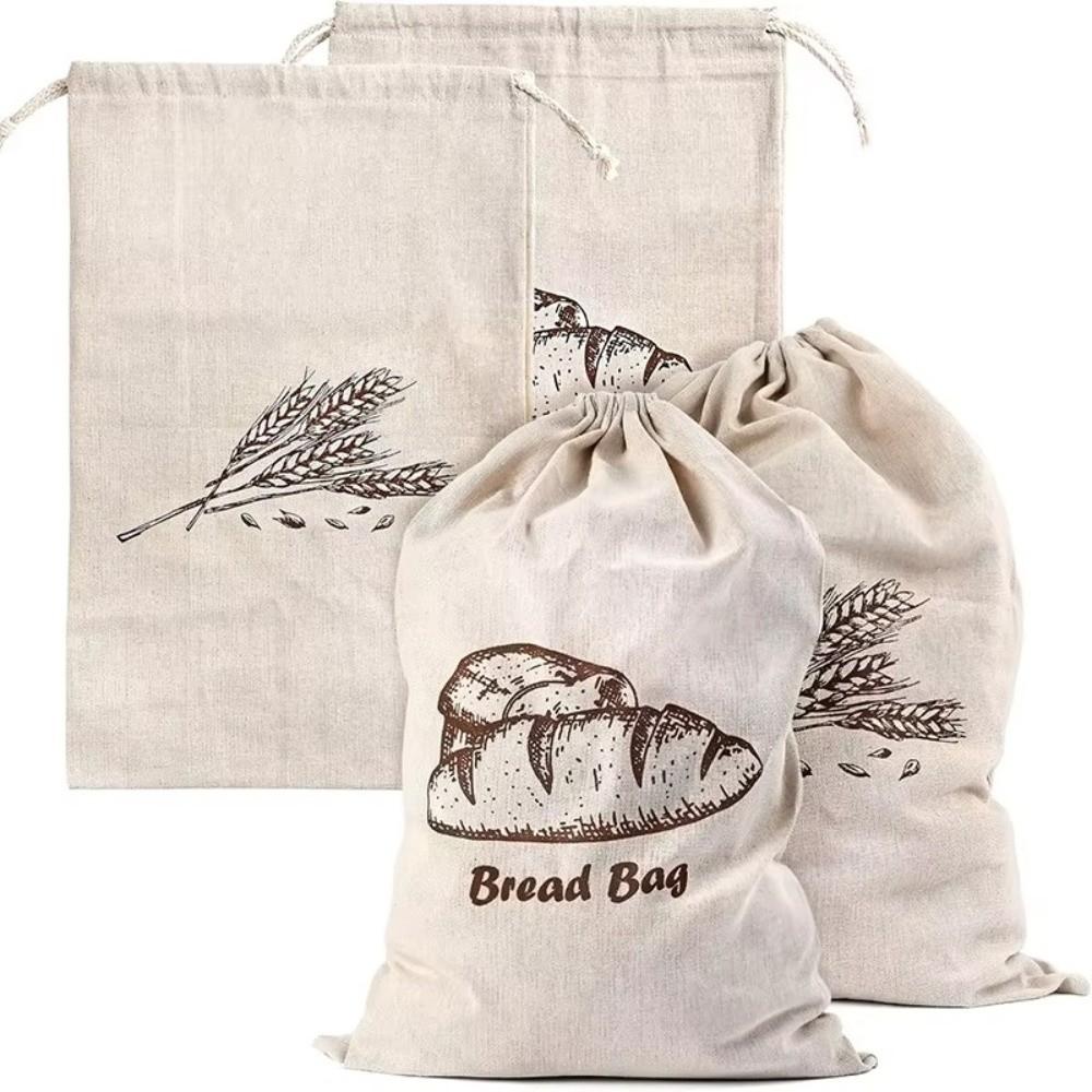 Reusable Linen Bread Bag Oxford Cloth Drawstring Bag Durable Bread Storage Bags Kitchen Supplies