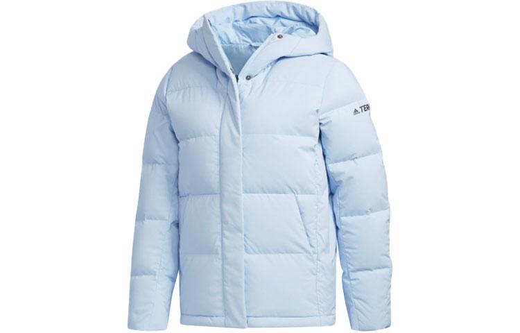 adidas Женские пуховики Ярко-синие С капюшоном Умеренные Другие FJ9232