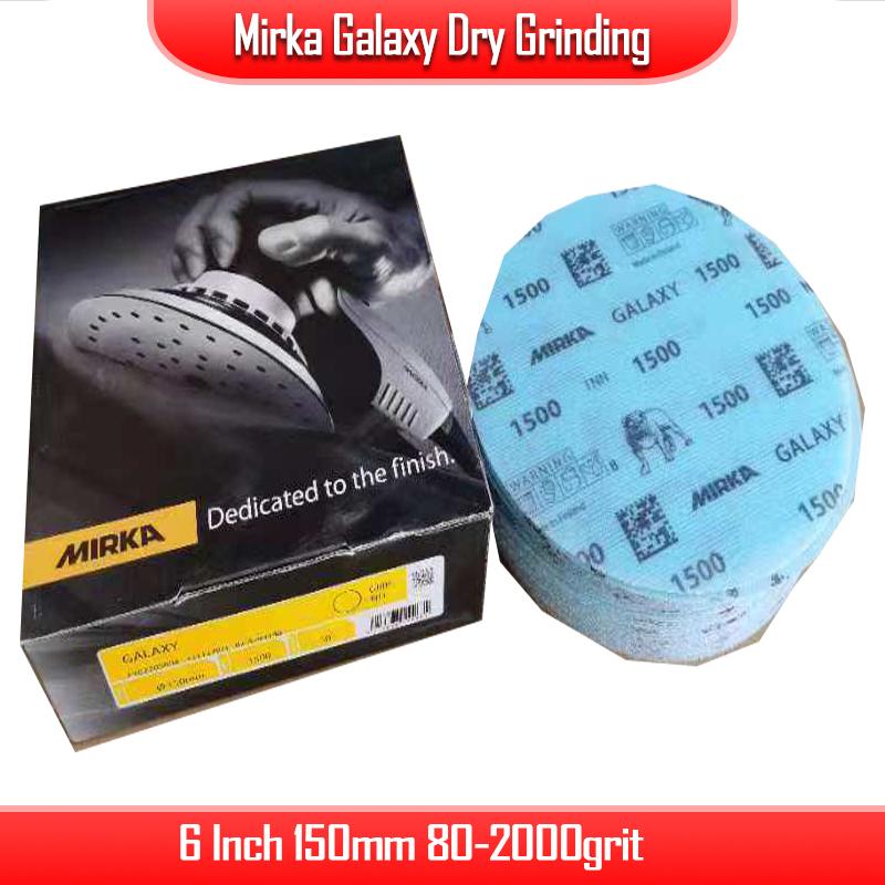 Mirka Galaxy Grinding Discs 6in150mm Car Beauty Dry Scrub Paper Flocked Wood Furniture Hardware Polishing Abrasive 80-2000grit