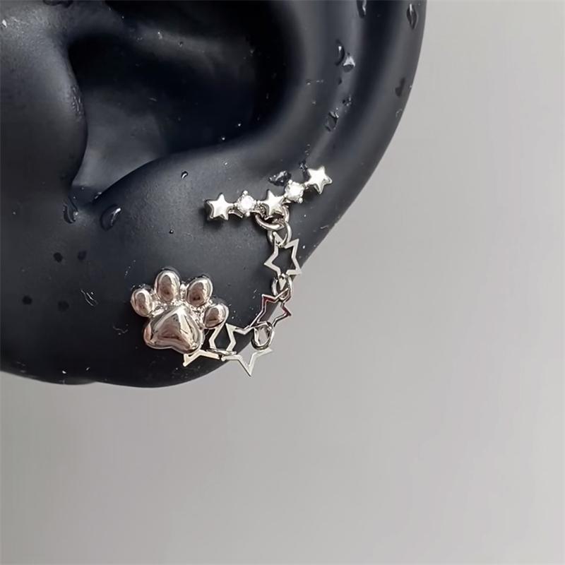 1pcs Quality Shiny Cross Zircon 316L Stainless Steel Ear Bone Nail Silver Earring for Women Cochlear Accessories