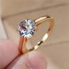 Простое круглое кольцо с цирконием золотого цвета для женщин, модные обручальные кольца, свадебные украшения, подарок на годовщину