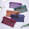 Transparent Mesh Pencil Case Simple Zipper Pen Pouch Large Capacity Stationary Organizer Pencil Storage Bag School Supplies
