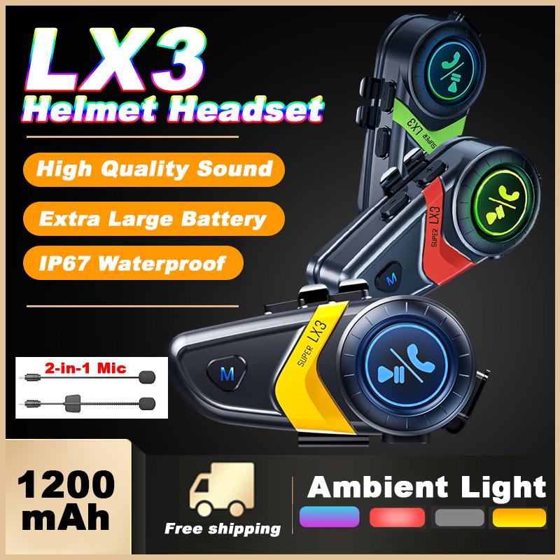 LX3 Мотоциклетный шлем Гарнитура Беспроводные Bluetooth 5.0 Наушники Водонепроницаемые Handsfree Стерео Мотоциклетные Шумоподавляющие Наушники