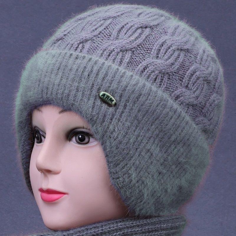 Middle-aged and Elderly Winter Hat Winter Mother Knitted Warm Senior Hat Scarft Old Lady