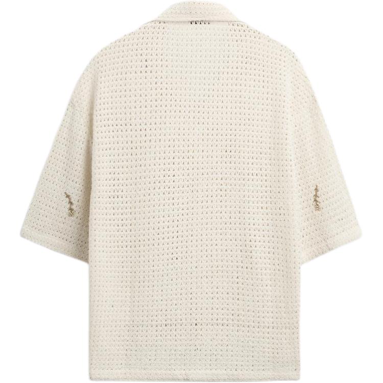 Zara Свободная рубашка с коротким рукавом, связанная крючком, с бисером, мужские рубашки, цвет не совсем белый 0881304-712