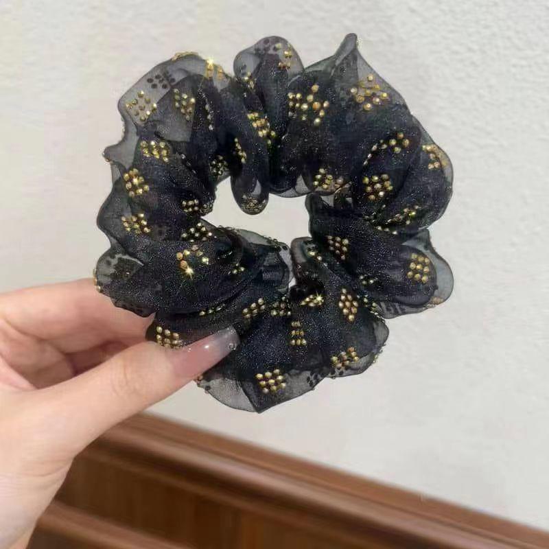 Элегантная сетчатая резинка для волос со сверкающими стразами, высококлассный роскошный аксессуар для волос для женщин, стиль 2025