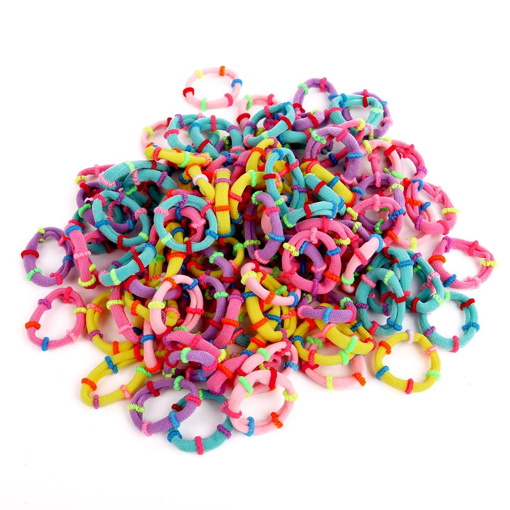 100pcs Cute Mini Scrunchie Sweet Kids Girls Colorful Hair Ties