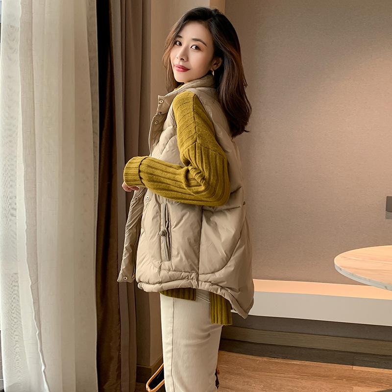 Зимний новый пуховый жилет, свободный жилет с пряжкой, куртка для женщин