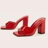 Sexy Transparent Women Summer Women's Shoes Slippers Square Toe Slippers High Quality Chunky Heel Women Slippers Plus Size