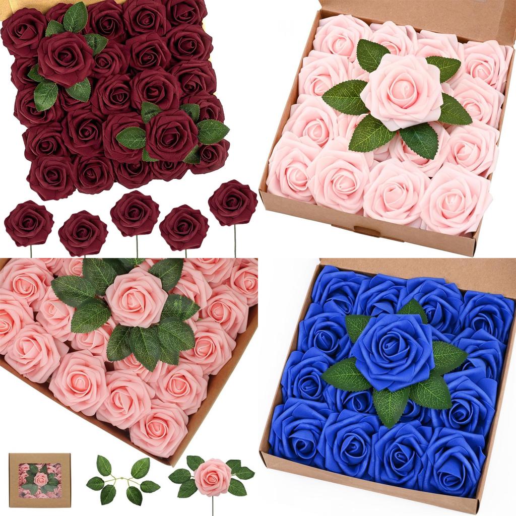 Foam Rose Flower Wedding Centerpiece Accessories With Stem For Home And Outdoor Decor