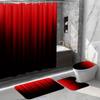 4pcs Waterproof Red and Black Bathroom Set with Non-Slip Rug, Shower Curtain, Toilet Lid Cover and Toilet Mat - Complete Bathroom Decor