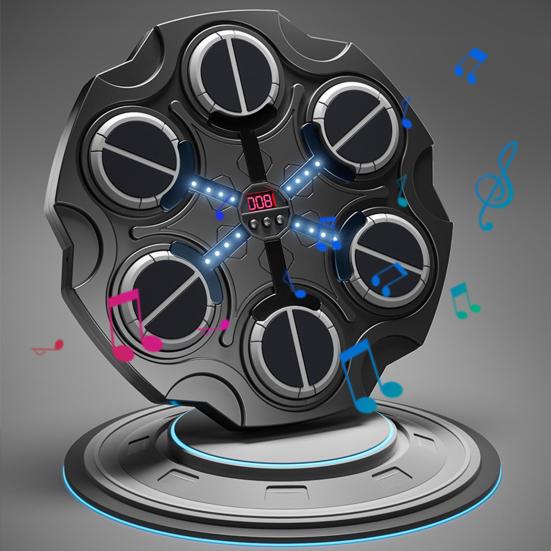 Музыкальный боксерский тренажер с перчатками, настенная боксерская мишень, совместимая с Bluetooth, со светодиодной подсветкой, 9 регулируемых скоростей, электронный боксерский тренажер, подушка для отработки ударов