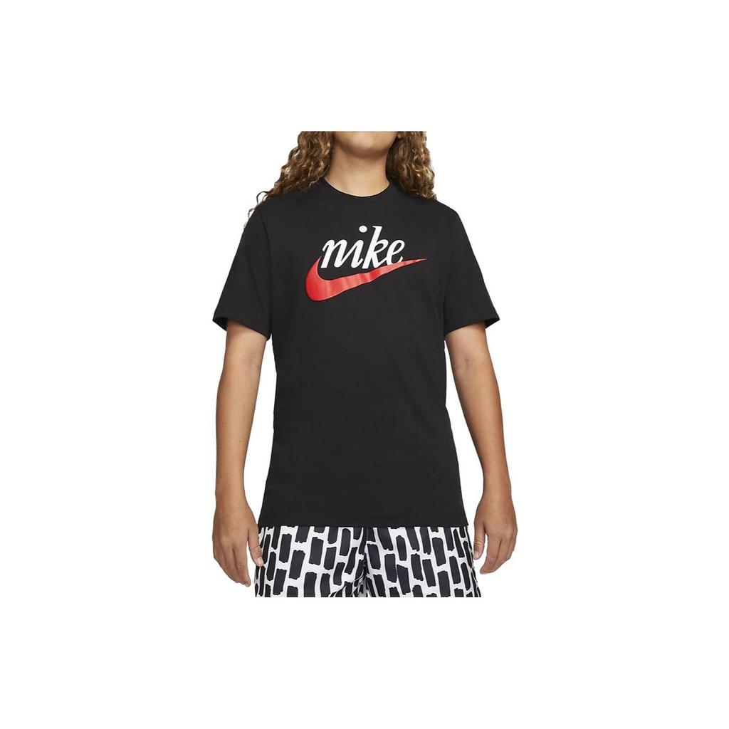 Nike Повседневная футболка с круглым вырезом и принтом алфавита, винтажная футболка с короткими рукавами, мужские топы, черный DZ3280-010