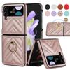 Модный кожаный чехол для телефона с кольцевым кронштейном для Samsung Galaxy Z Flip 5 Case Z Flip 4 Case Z Flip 3 Складной экран Защитный чехол от падения