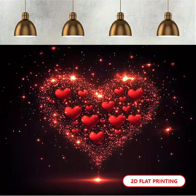 2D Red Hearts Glitter Backdrop, Black Background Photography Background