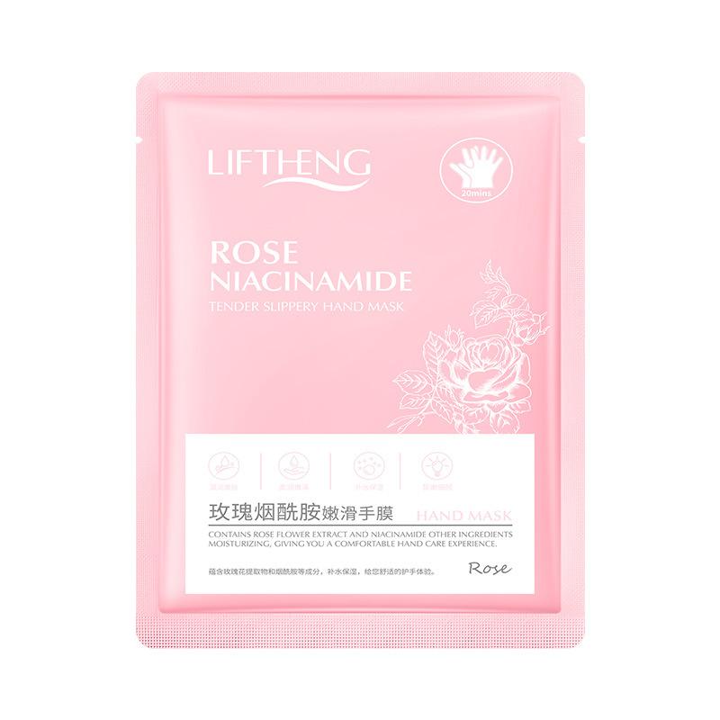 Liftheng Nicotinamide Rose Hand Mask Fair Delicate Smooth and Moisturizing Skin Goat's Milk Essence Hand Mask