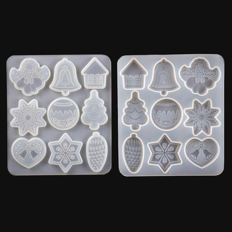 DIY Crystal Resin Mold Christmas Cookie Snowflake Reindeer Pendant Keychain Tags Silicone Craft Mold Set