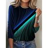Женская футболка Ombre Fashion Casual с длинным рукавом и круглым вырезом, длинные топы, повседневный принт, черный, синий, темно-зеленый, весна-лето
