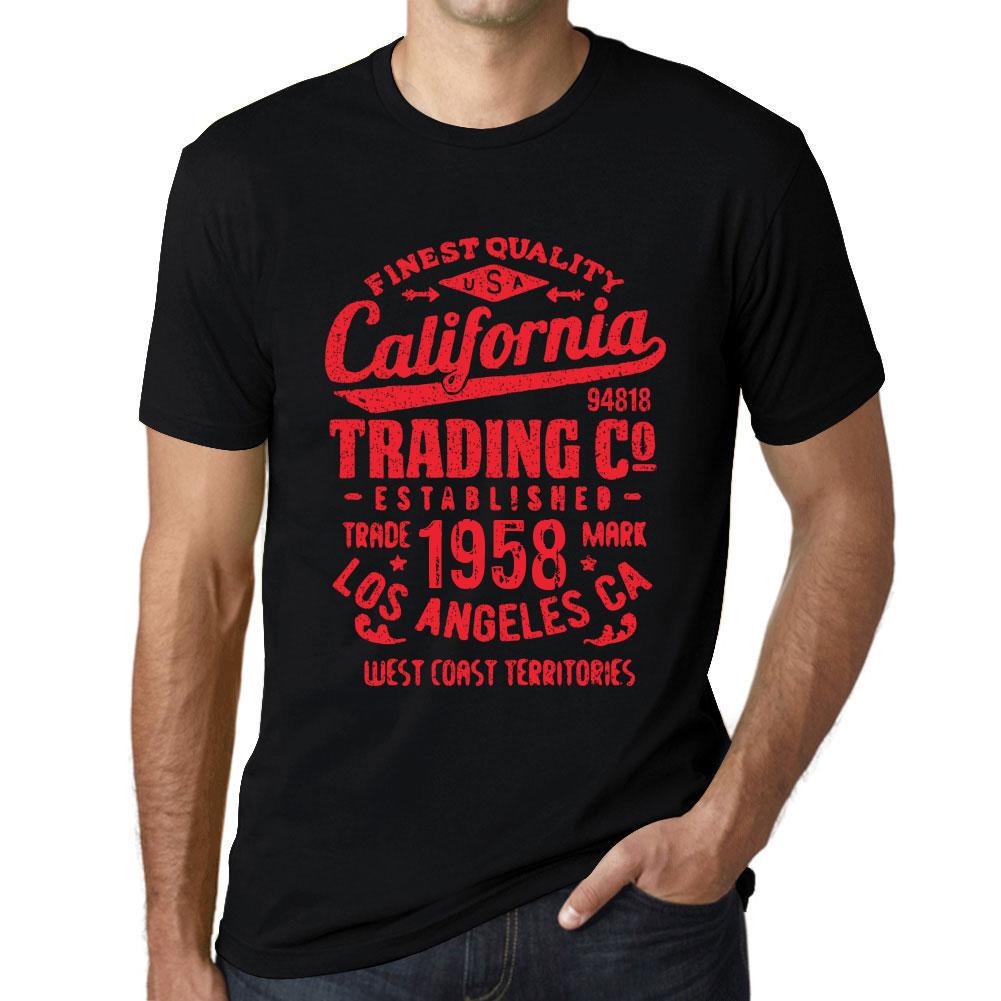 Men’s Vintage Tee Shirt Graphic T Shirt California Trading 1958 Deep Black Red Text