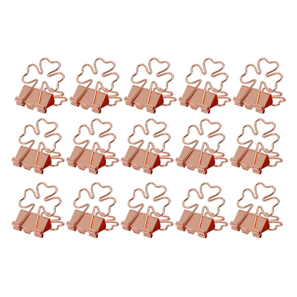 15 шт. скрепок для бумаги, симпатичные трилистники, сильная сила зажима, металлические маленькие зажимы для офиса