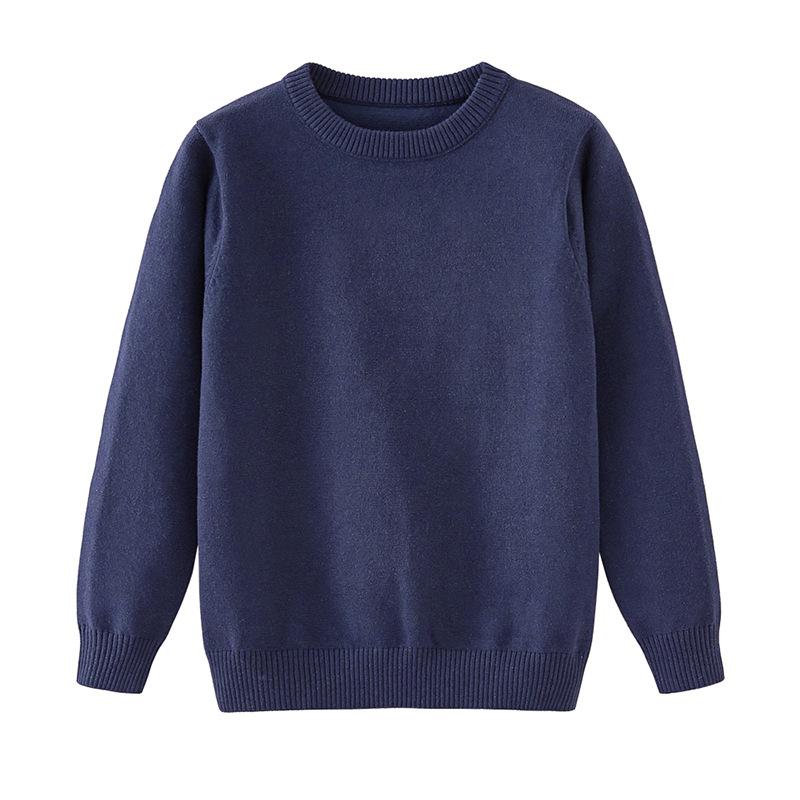 Children's Clothing Round Neck Medium and Large Children's Sweater Pullover Pure Cotton Sweater Boys and Girls Bottoming Sweater