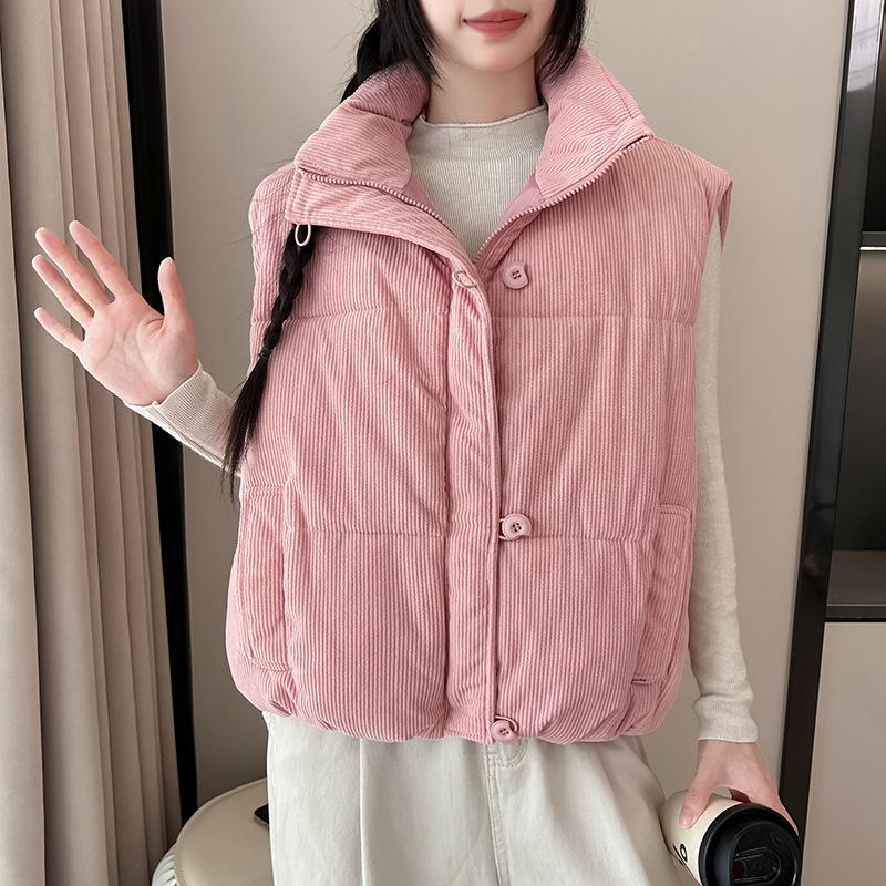 Вельветовый короткий хлопковый жилет женский для ношения осенью и зимой новый свободный жилет жилет куртка