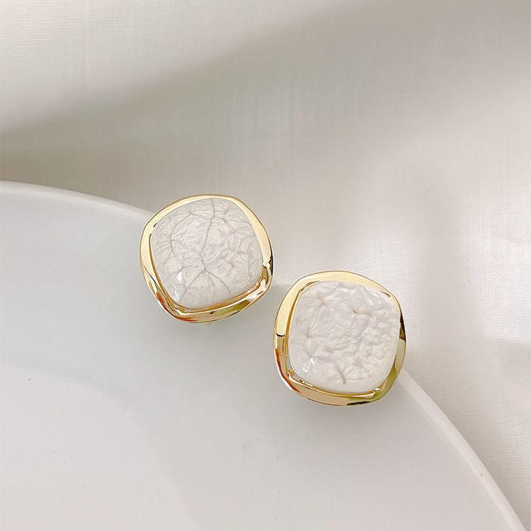 Large Gold Stud Earrings Accessories for Women with Blue White Stones Luxury Party Ear Jewelry Earring