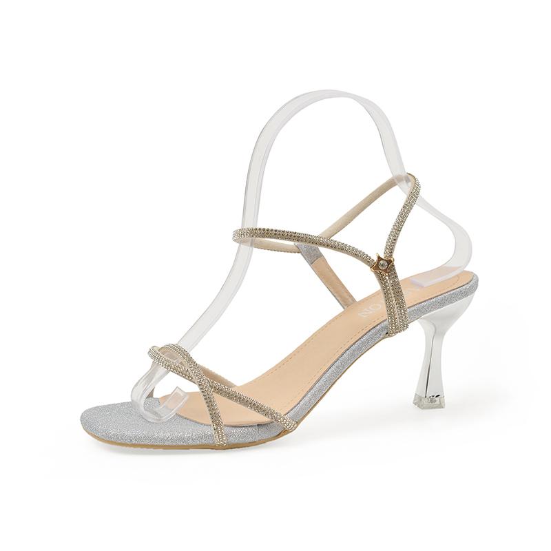 Женские босоножки, сексуальные свадебные туфли с кристаллами, летние новые туфли-лодочки с открытым носком для женщин 2024 года, модные вечерние туфли для женщин