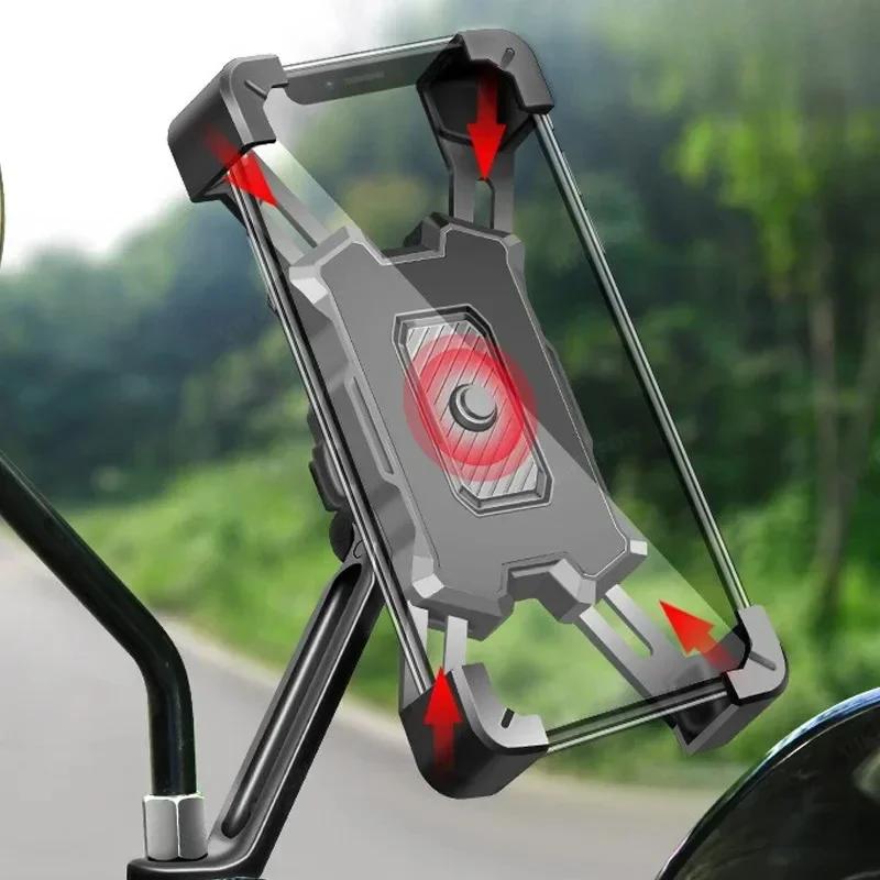 New Motorcycle Bicycle Phone Holder Moto Rearview Mirror Handlebar Mount Compatible for Xiaomi IPhone Mobile Navigation Bracket
