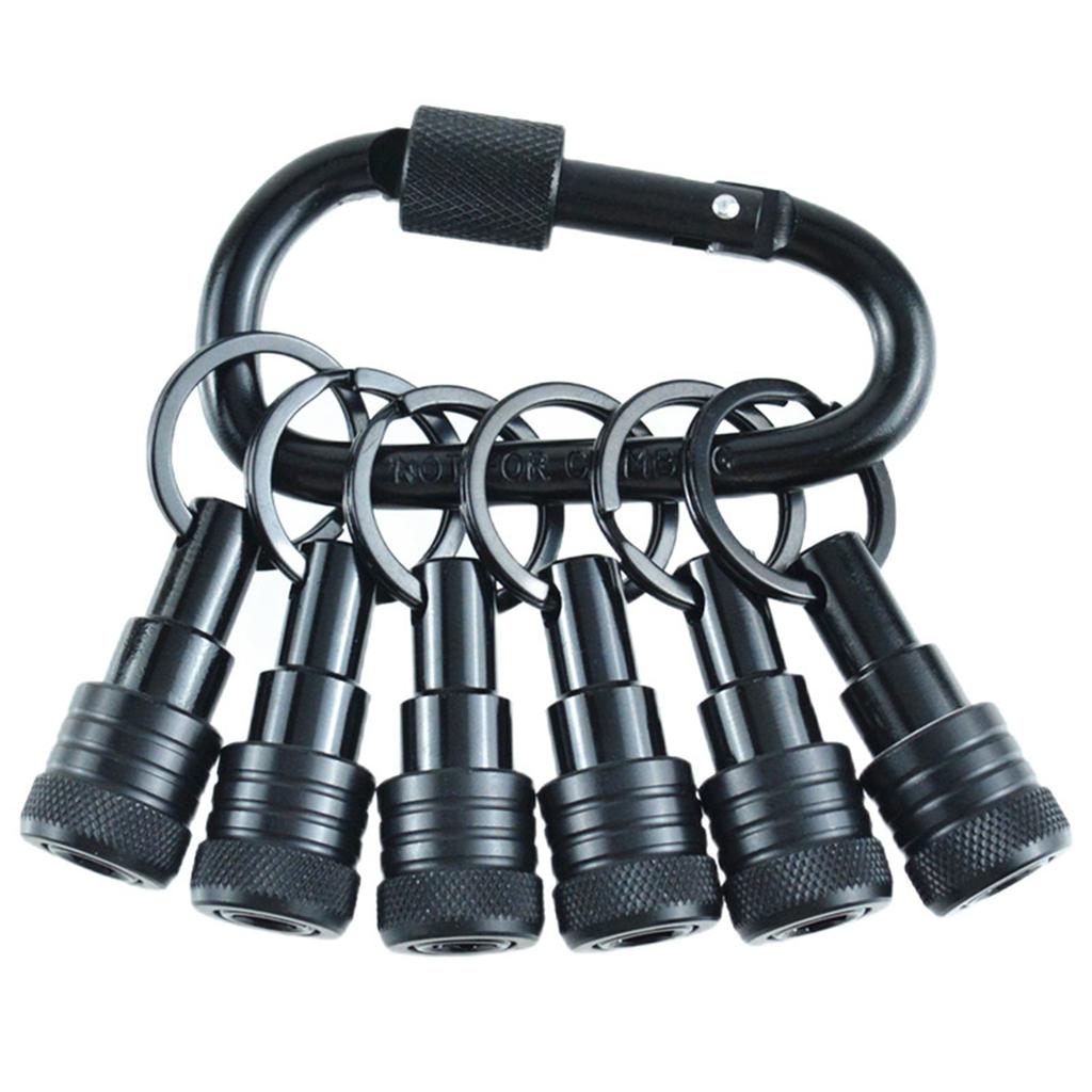 6Pcs Bit Holder Key Chain 1/4inch Portable Drill Holder Carabiner Hook Hex Shank Bit Holsters Quick Changing Bit Holder