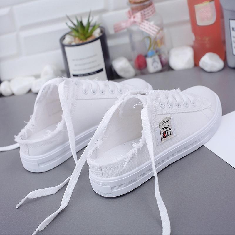 Парусиновые туфли женские весенние и летние маленькие белые туфли туфли на плоской подошве туфли для досок Ленивые туфли