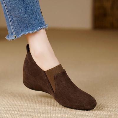 Осень 2025 Шуней обувь ручной работы на высокой платформе новые туфли на танкетке, подходящие для шлифовки каблука, сандалии из кожи, женская обувь черного цвета для работы