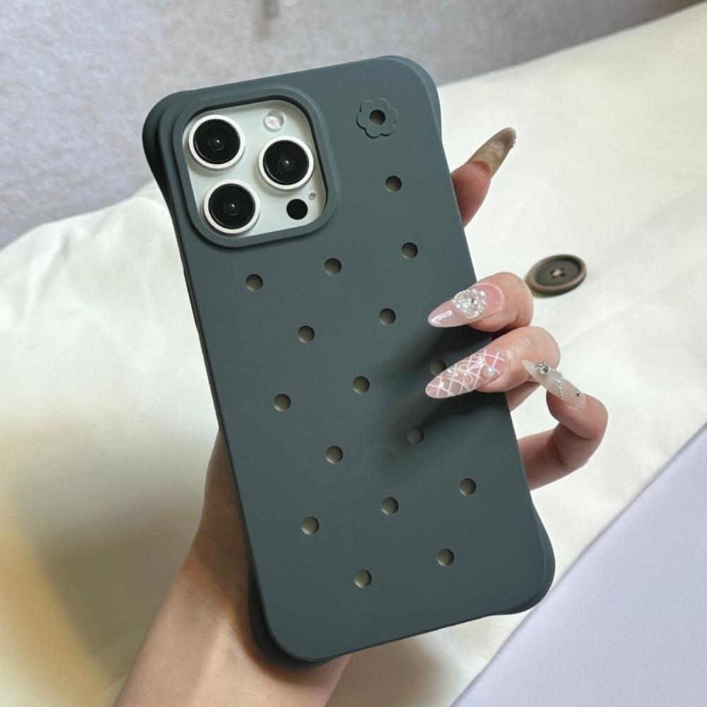 DIY Hole for Crocs Charms Silicone Phone Case For iPhone 17 Pro Max 16 15 14 13 Pro 16 Plus Candy Color Shockproof Soft Cover