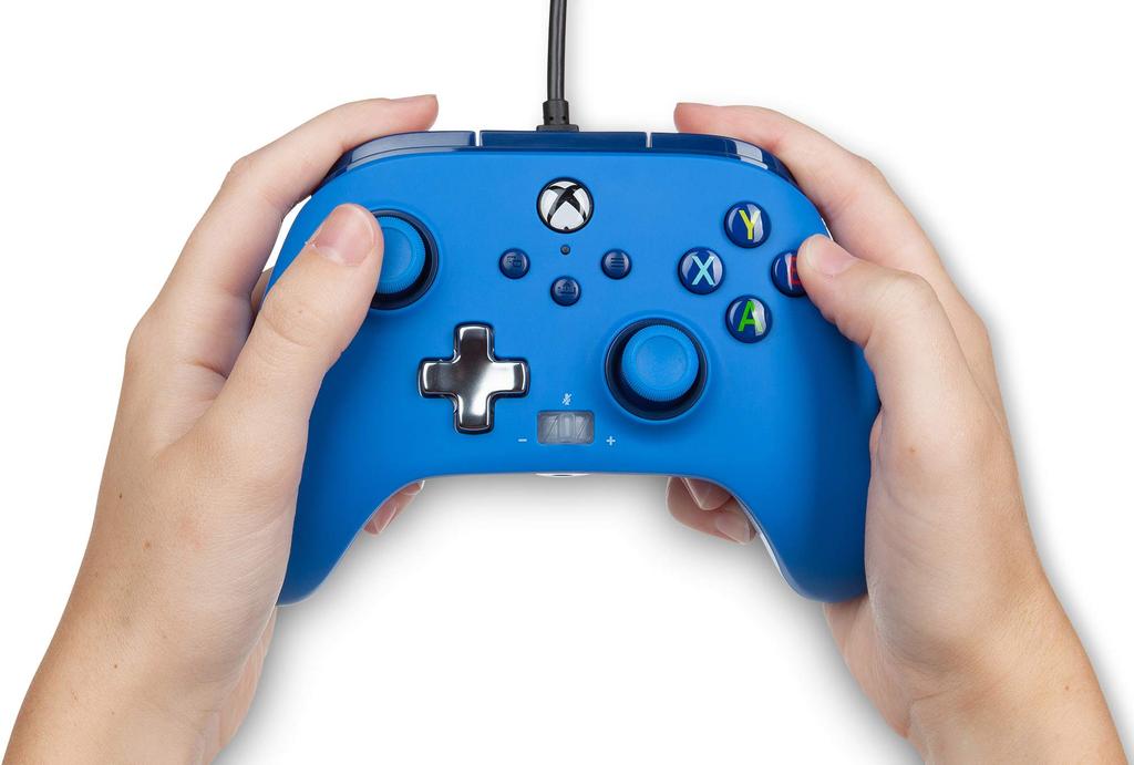 PowerA Enhanced Wired Dual Vibration Back for Xbox Series Xbox Windows 2-Year Warranty Controller, Blue, Function, Buttons, XS, One, PC, 10/11