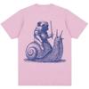 Funny Medieval Pug Knight Riding Snail Meme Graphic TShirt  Unisex 90s Vintage Trendy Oversized 100 Cotton Casual Tshirts