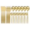 24pcs/48pcs Gold Dinnerware Set 304 Stainless Steel Cutlery Set Fork Knife Spoon Flatware Set Kitchen Tableware Silverware Set