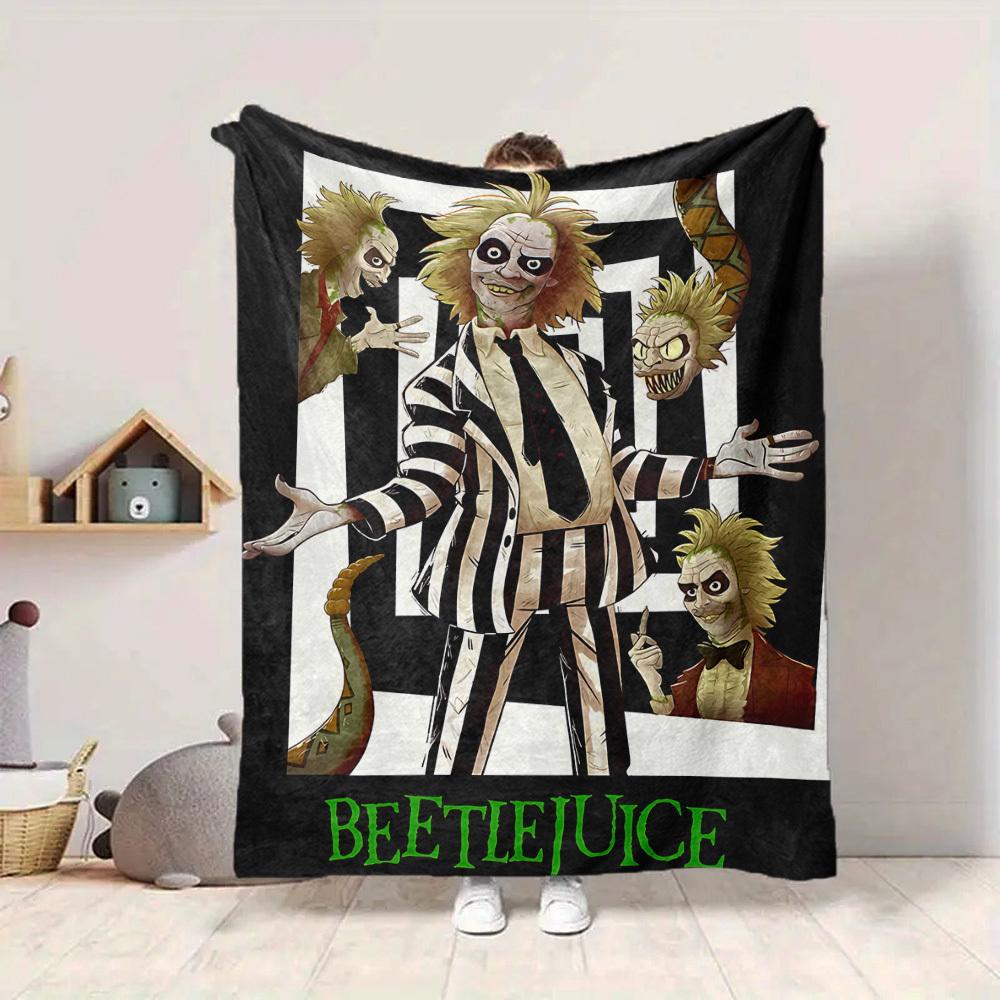1pc Beetlejuice Blanket Lightweight Flannel Throw For Sofa, Bed, Travel, Livingroom, Office, Couch, Chair, And Bed