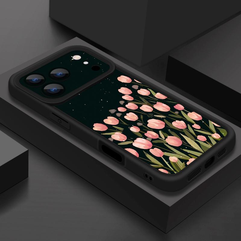 Мягкий чехол из ТПУ для iPhone 17 Pro 15 16 Pro Max 14 13 Pro Max 16e 17e Черный с принтом цветов, Конфетный цвет, Силиконовая задняя крышка