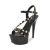 Rivet Lined Sandals for Women's New Summer Fashion 15CM Versatile and Sexy High Heels with Slim Heels
