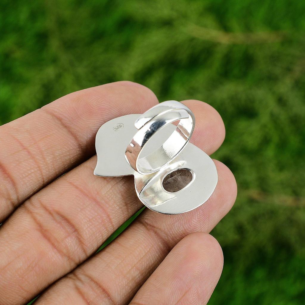 Thanks Giving Day Sale Sterling Silver Round Moonstone Stone Solitaire Boho Ring