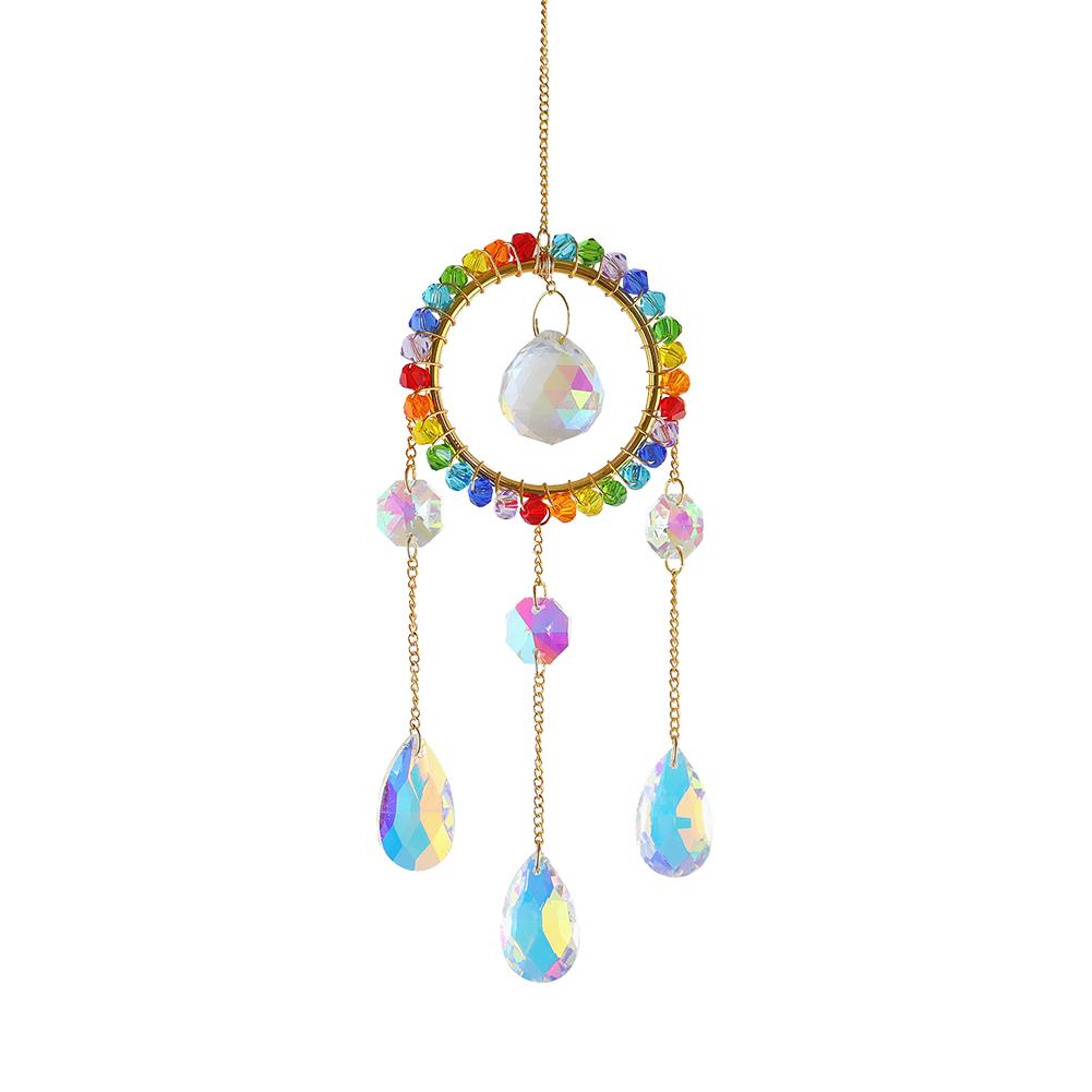 Colorful Beads Crystal Light Catching Jewelry Car Accessories Crystal Frame Pendant Window Accessories Outdoor Garden Decoration